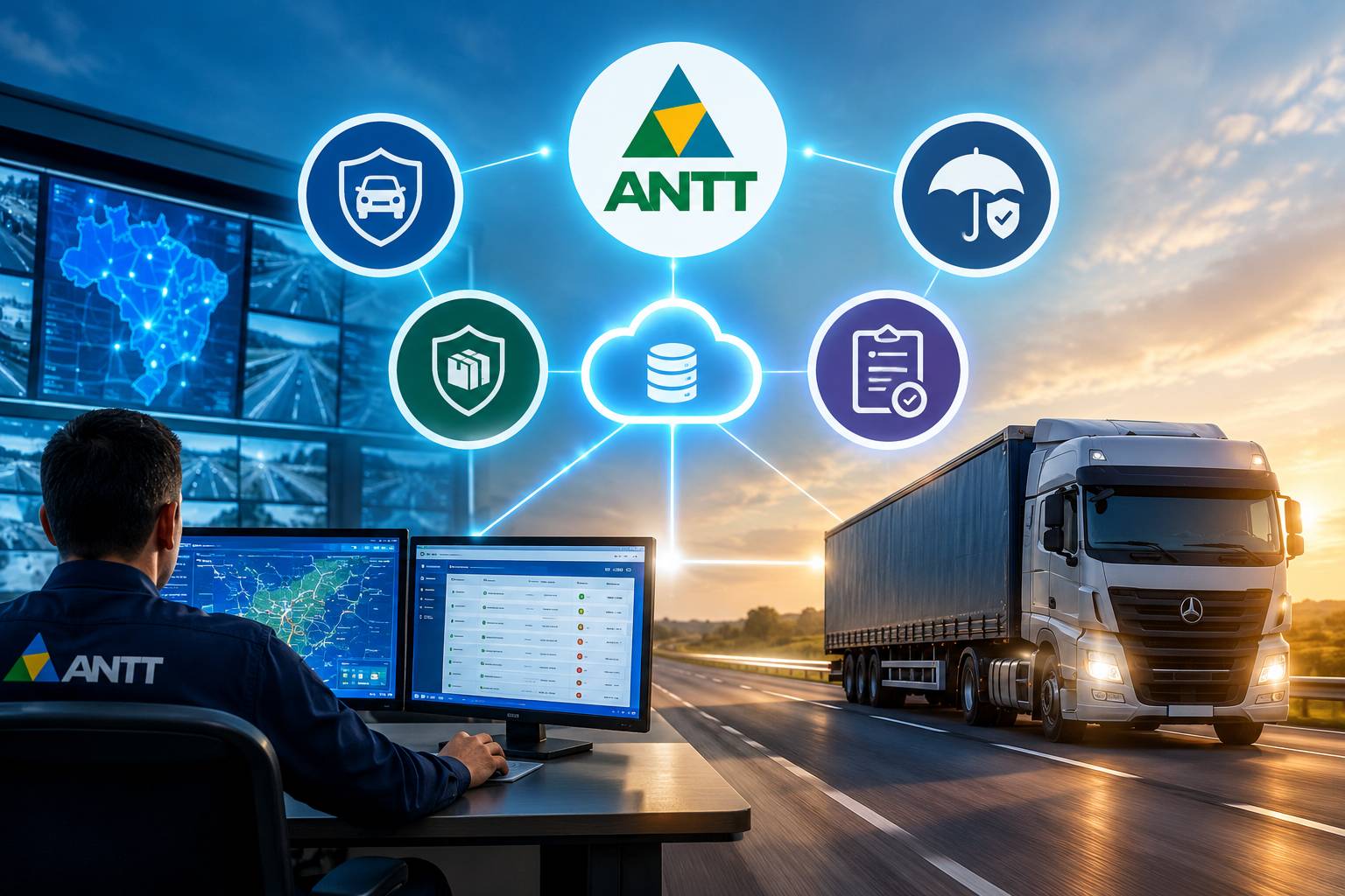 painel de monitoramento da ANTT cruzando dados dos seguros obrigatórios do transporte rodoviário de cargas